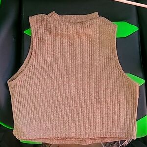 Brown turtle neck crop top